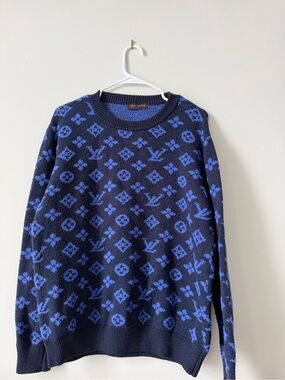 Louis Vuitton Men’s Navy & Royal Blue Monogram Crewneck